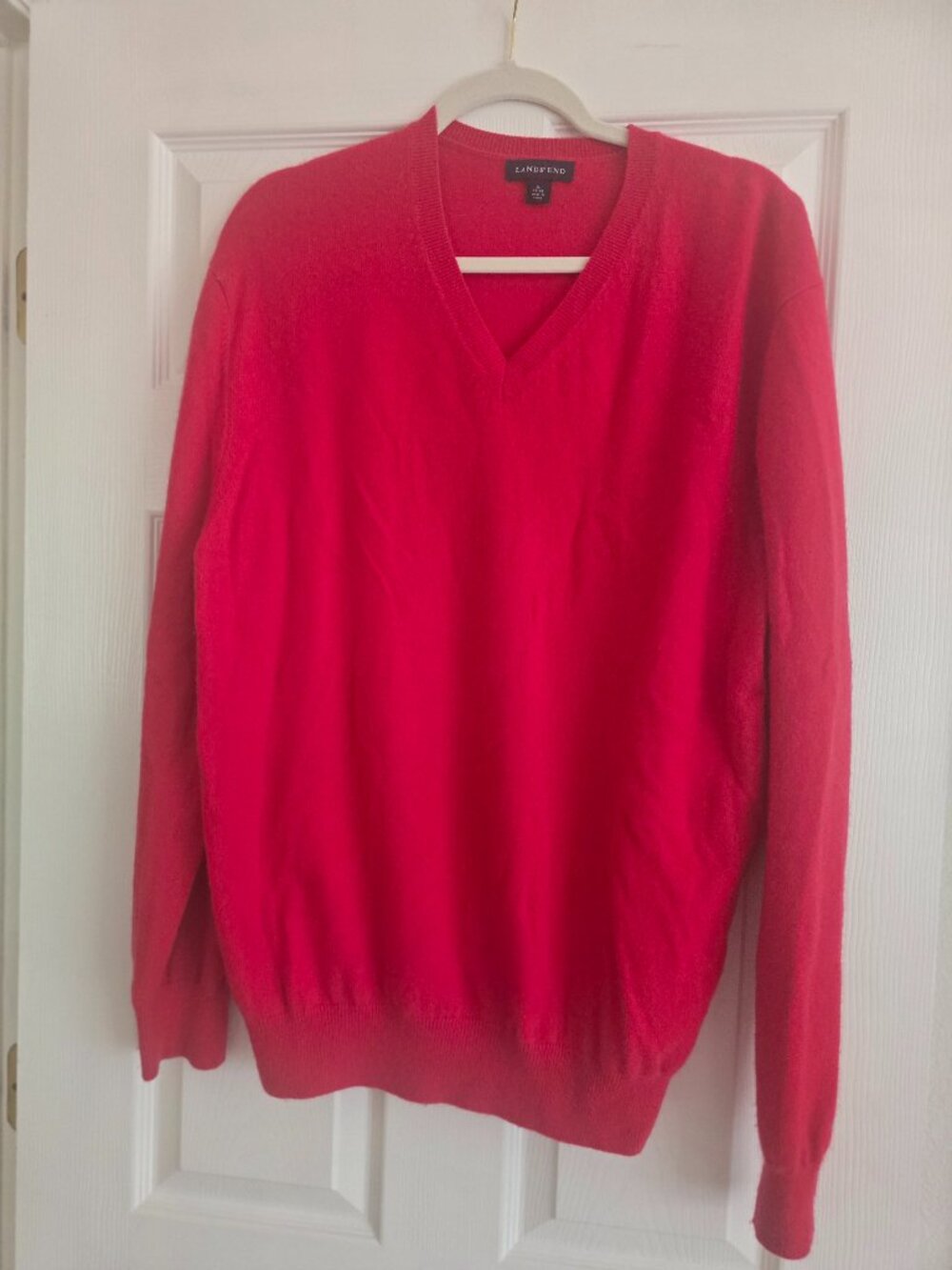 Lands' End Apple Red Cashmere Sweater XL